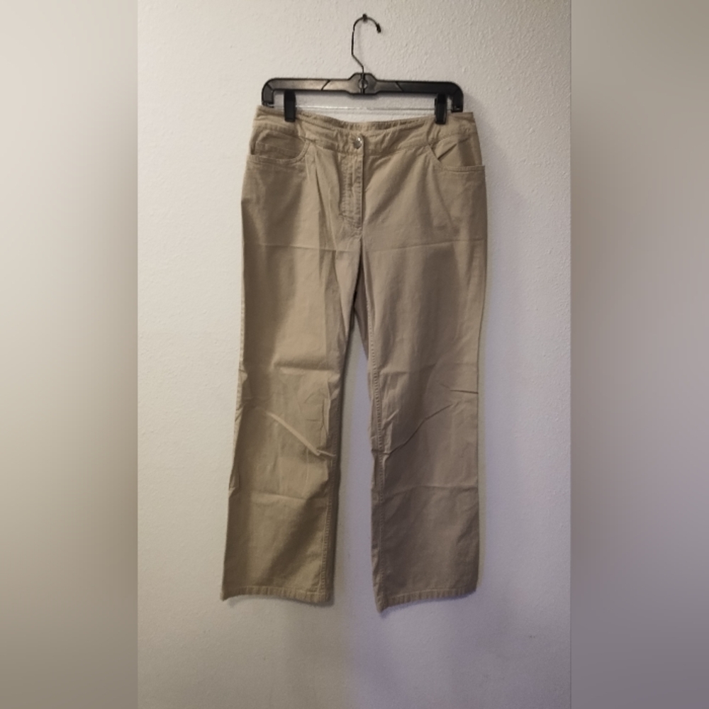 Eileen Fisher Khaki Beige Tan Cotton Blend Women's pants